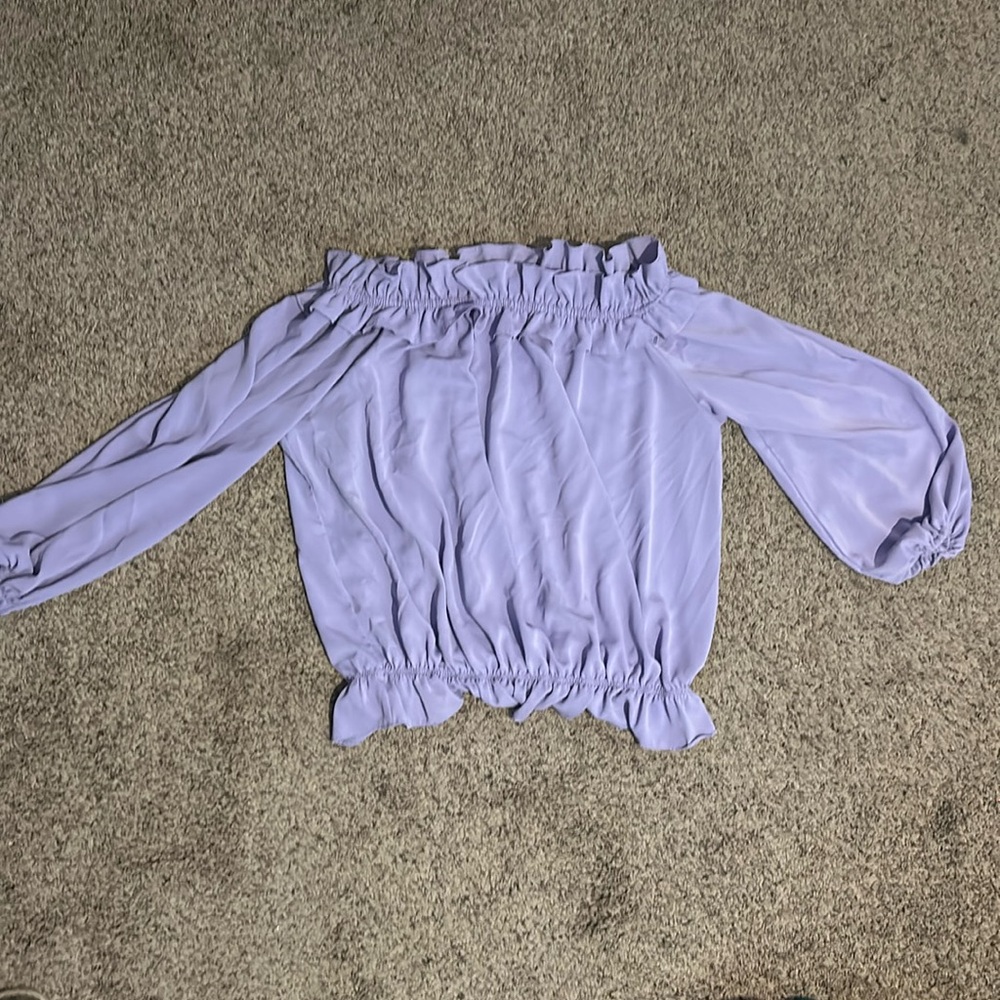 Purple flowy off the shoulder top